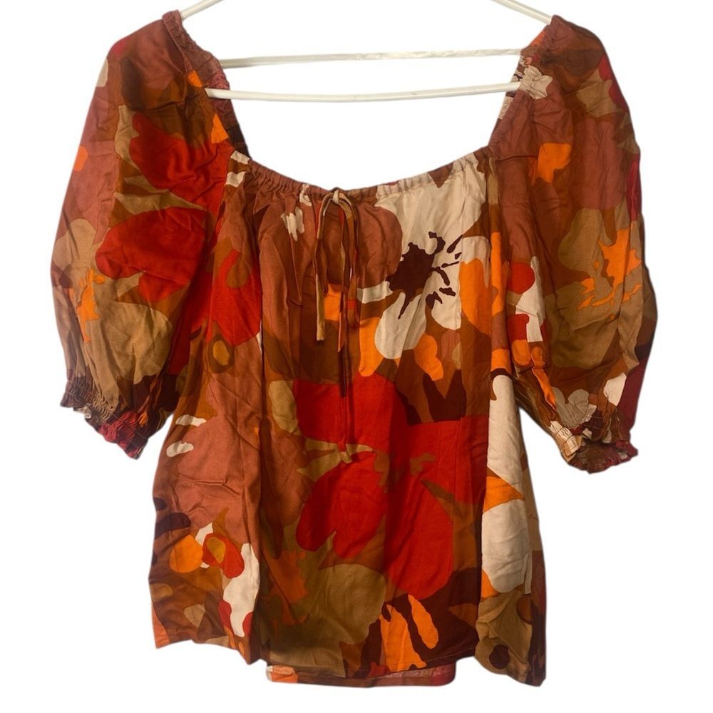 Sanctuary Women's Floral Blouse - Red, Orange, and Brown
